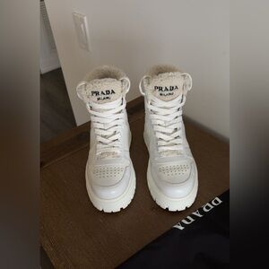 Prada Logo-plaque high-top sneakers size 37